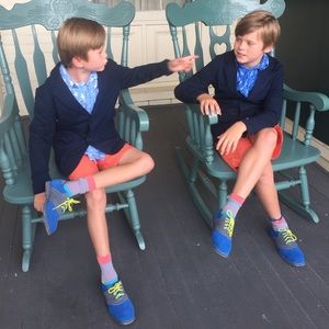 FLORSHEIM Kids Royal Blue and Grey Suede Oxfords